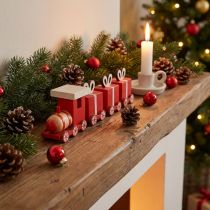 Article Train en bois avec coffrets cadeaux, rouge et blanc, lot de 2, 18x3x4,5 cm - Décoration de Noël