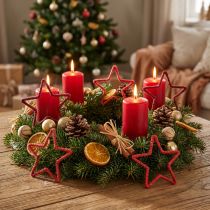 Article Étoiles rouges en jute pour décorations de Noël et d'Advent, 15 cm, lot de 8