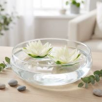 Article Nénuphar artificiel flottant, décoration de table, blanc crème, Ø 15 cm, lot de 2