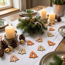 Article Décoration à disperser sapin de Noël orange 4cm 72 pcs