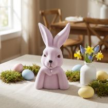 Article Buste de lapin pensif, violet clair, décoration de Pâques, 16,5 × 13 × 27 cm