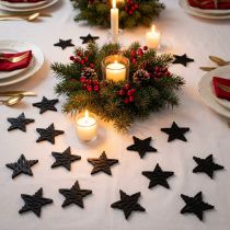 Article Décoration à disperser étoiles noires Noël bois Ø4cm 72 pcs