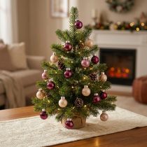 Article Boules de Noël en verre Mini Baies Beige Rose Ø3cm 22 pièces