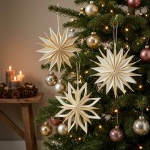 Article Étoiles décoratives en papier blanc et doré 15 cm - Lot de 6