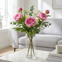 Article Pivoines Fleurs Artificielles à Longue Tige Rose 70cm 3pcs