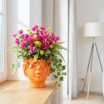 Article Pot de fleurs en forme de buste en forme de tête de plante Orange 13,5 × 13 × 14 cm