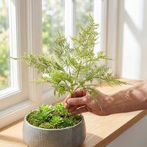 Article Fougère artificielle plante artificielle verte floquée L45cm