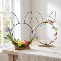 Article Anneau de décoration lapin métal bois naturel noir Ø20cm 2pcs