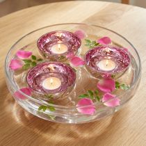 Article Bougeoir flottant en verre argenté violet Ø7cm 3pcs