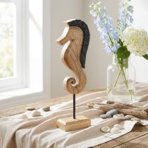 Article Décoration hippocampe avec perles décoration de table en bois de manguier 28cm
