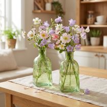 Article Vase bouteille, vase en verre à motif de bouteille, vert, 19 cm de haut, lot de 2