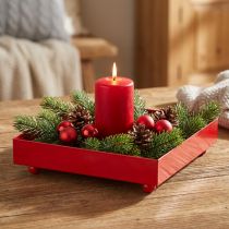Article Plateau décoratif carré en métal rouge 15×15cm 2pcs