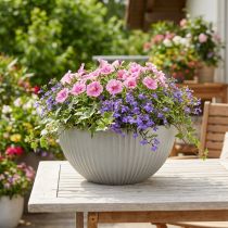 Article Pot de fleurs en plastique gris chiné avec rainures Ø30cm
