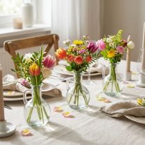 Article Mini vase/carafe à eau avec anse pour la table à manger, décoratif et fonctionnel, 12 cm, lot de 6