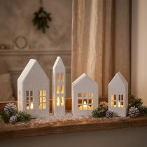 Article Maisons miniatures pour la décoration intérieure et l'ambiance, très décoratives, design intemporel pour la maison, 14 cm, lot de 4