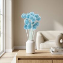 Article Décoration de vase en fleurs séchées Craspedia, style minimaliste, décoration estivale longue durée, 55 cm, lot de 20.