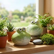Article Figurine décorative de grenouille en céramique pour salon et bureau, 10 cm, lot de 2