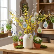 Article Œufs de Pâques décorés de fleurs printanières, parfaits pour les bouquets de Pâques ou les fenêtres, 8 cm, lot de 8.