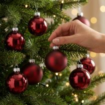 Article Verre boule de Noël Ø6cm Bordeaux 24 pcs