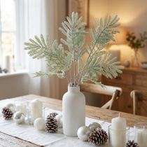 Article Branche déco vert mimosa effet givré 63cm