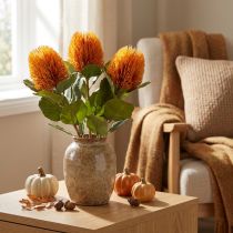 Article Fleurs artificielles, Banksia, Proteaceae Orange L58cm H6cm 3 pcs