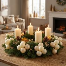 Article Mini boules de Noël crème mix mat/brillant Ø40mm 32 pcs