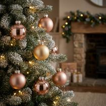 Article Boules de Noël en verre or rose Ø4cm 24 pcs