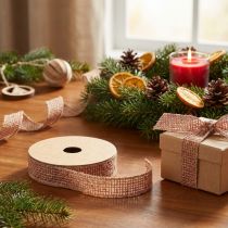 Article Ruban décoratif ruban de jute pour décoration rouge naturel 25mm 10m
