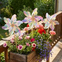 Article Moulin à vent à moulinets irisés colorés sur bâton Ø8,5cm 10 pièces