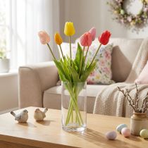 Article Bouquet de tulipes artificielles, coloré et réaliste, de haute qualité pour la maison, 43 cm, 7 pièces