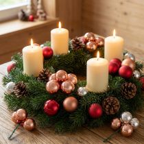 Article Miroir Baies Verre de Noël Abricot Argent Ø40mm 32 pcs