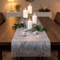 Article Chemin de table décoratif en polaire Chemin de table décoratif en polaire argent 23 cm 25 m