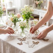 Article Papillon en bois blanc/naturel 3cm - 4,5cm 48 pcs