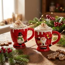 Article Tasses de Noël tasse Père Noël en céramique 10,5cm 2pcs