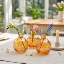 Article Vases décoratifs miniatures en verre orange, forme bulbeuse, Ø 7,5 cm, H 9 cm, lot de 6.