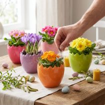 Article Cache-pot décoratif Pâques œufs de Pâques colorés en céramique Ø11cm 4 pcs