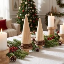 Article Décoration de table sapin de Noël en bois naturel Noël H18cm 2 pcs