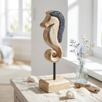 Article Décoration hippocampe avec perles en bois de manguier décoration maritime 20cm