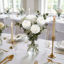 Article Roses stabilisées moyennes Ø4-4,5cm blanches 8 pcs
