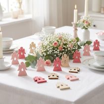 Article Ange en bois à disperser rose, rose, blanc 4cm 72 pcs