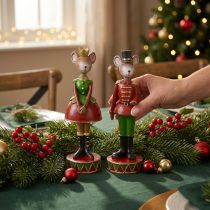 Article Figurines de décoration de Noël en forme de souris 14,5 cm rouge-vert 2 pièces