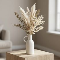 Article Vase en céramique blanc pour décoration sèche vase avec anse Ø9cm H21cm