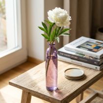 Article Grand vase à fleurs, décor de bouteille violette, verre, Ø 6,5 cm, H 30 cm