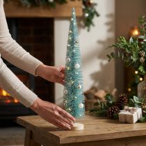 Article Sapin de Noël artificiel, sapin décoratif, design délicat avec base en bois, 80 cm