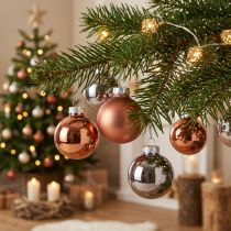 Article Boules de verre sapin de Noël argenté abricot Ø4cm 24 pcs