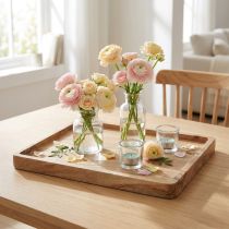 Article Plateau décoratif, bois d'acacia, rectangulaire, finition naturelle, 30×25cm