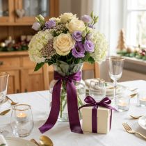 Article Ruban décoratif en taffetas violet, largeurs variées, 50 m