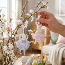 Article Pendentifs lapin ballerine, parfaits pour décorer les branches de Pâques ou le sapin de Noël, 12 cm, lot de 2