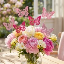 Article Papillons décoratifs sur tiges, pour apporter une touche délicate à vos tables et jardinières, 8 cm, lot de 18.