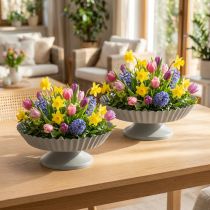 Article Assiette déco Petit plateau sur pied Métal Gris clair Ø14cm 2pcs